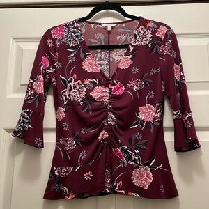 Girls candies, burgundy blouse with flower design